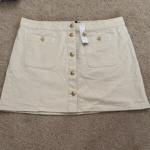 J. Crew Cream Mini Skirt with Gold Buttons